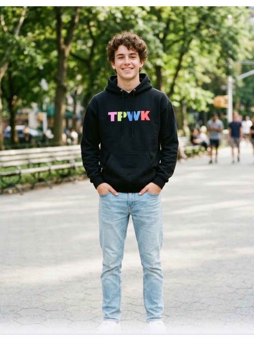 Harry Styles Black Hoodie Bright Multicolor TPWK Treat People With Kindness Logo